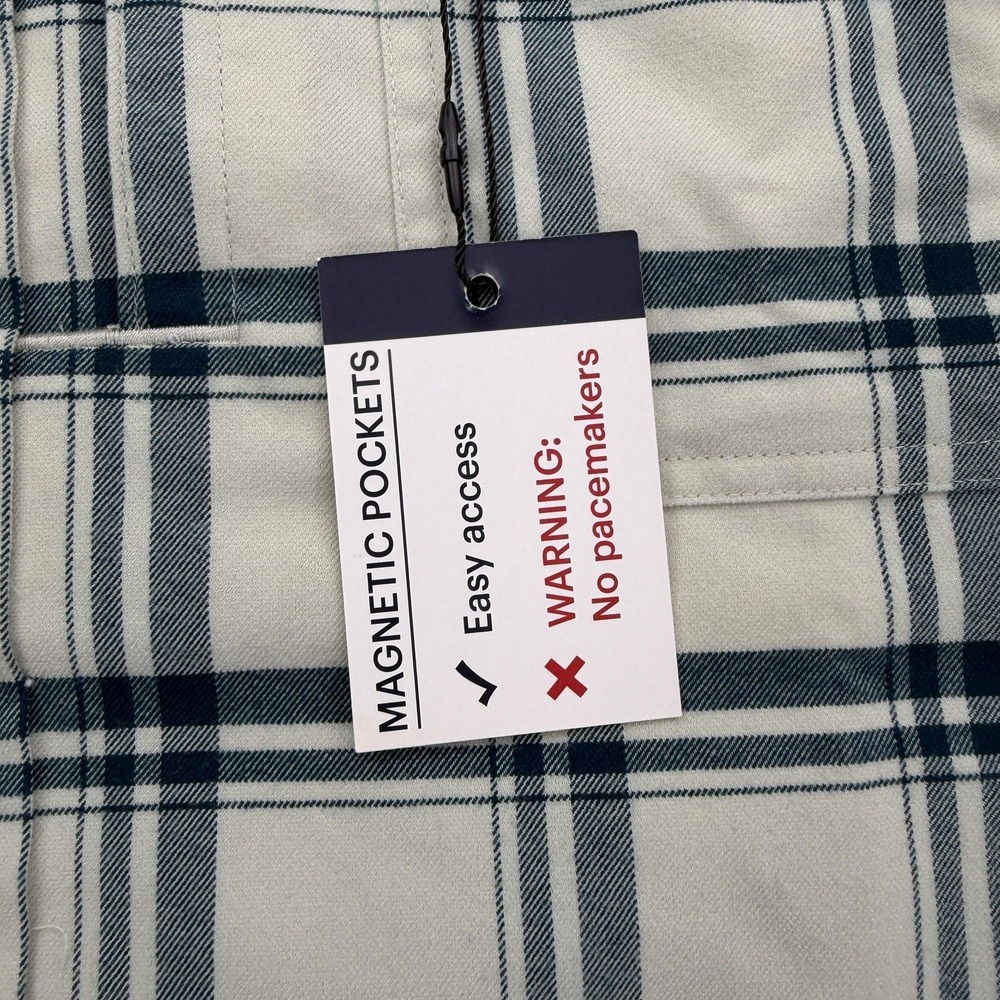 Poncho Shirt Mens XL White Plaid Long Sleeve Button Up Flannel Pockets NWT - Picture 5 of 10